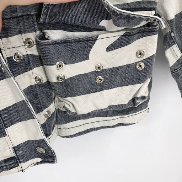 IRO Ourlandos Jacket 38/US 8 Striped Zebra Denim Snap Zip Front Quartet Pockets - Picture 8 of 12